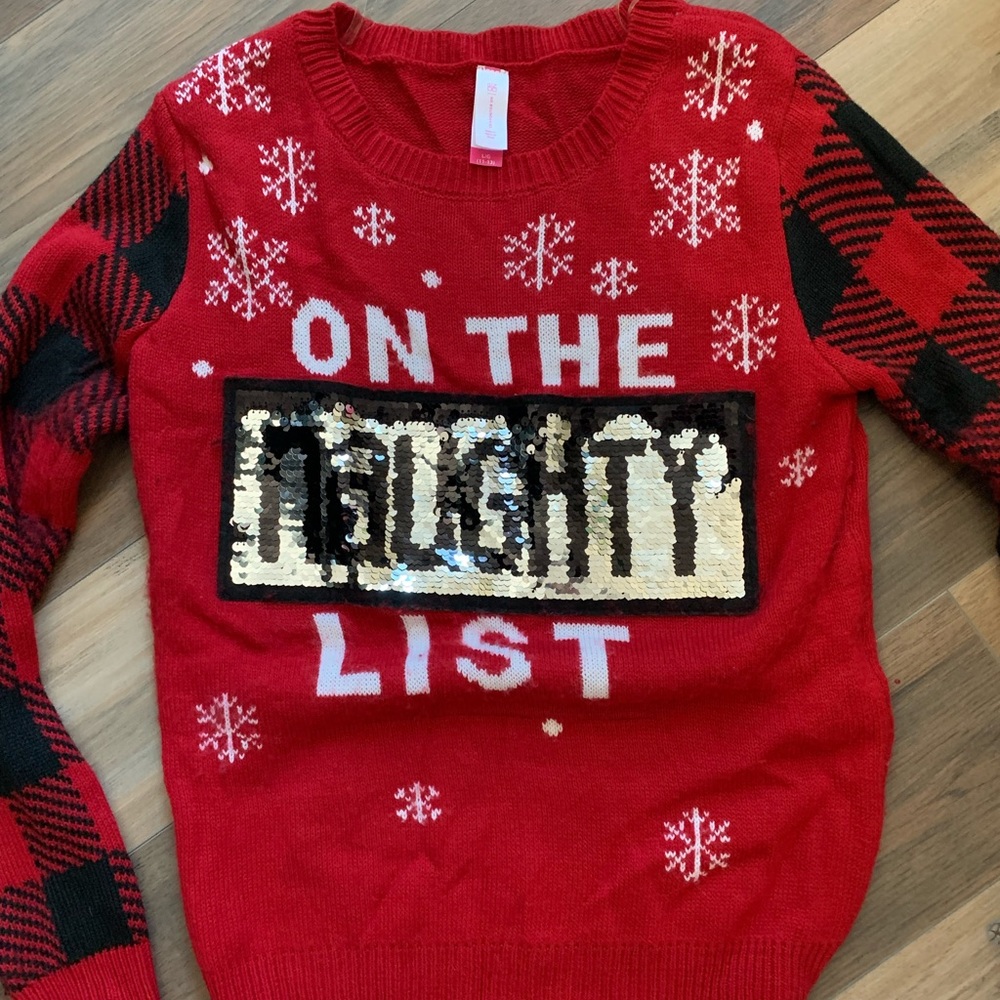 Ugly Christmas sweater. Large juniors sequins